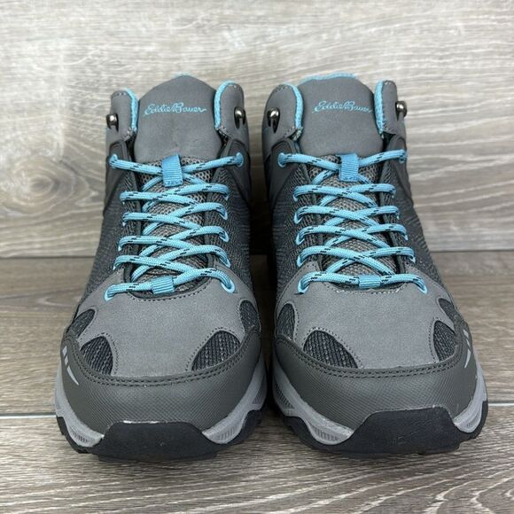 Eddie Bauer Crater Lake 287949 Women’s Sz 10 Gray Blue Lace Up Mid Hiking Boots - Picture 2 of 10